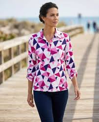⸻

Yew Geometric Print Shirt pink /purple