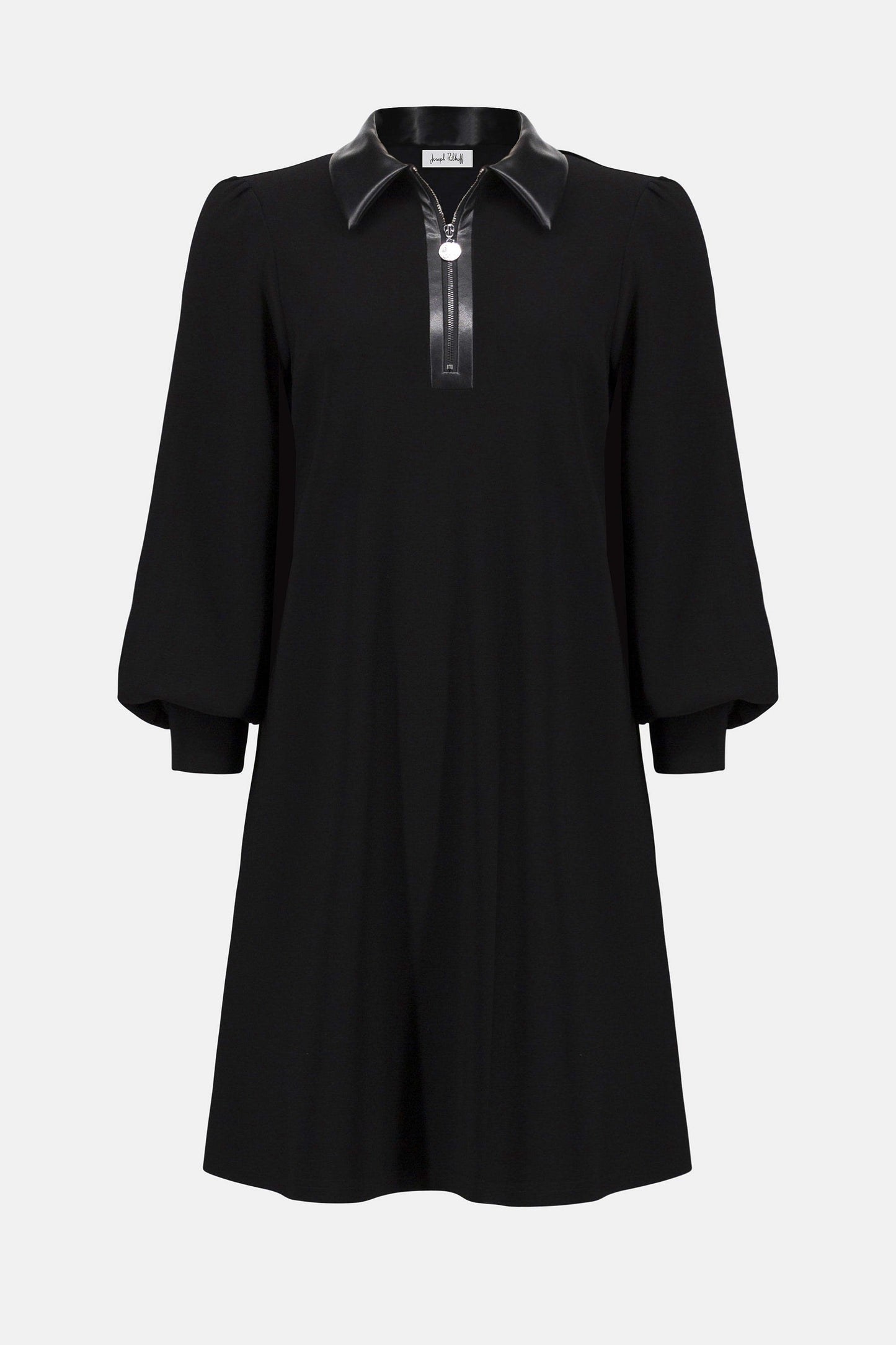 Silky Knit & Leatherette Trapeze Dress
253164