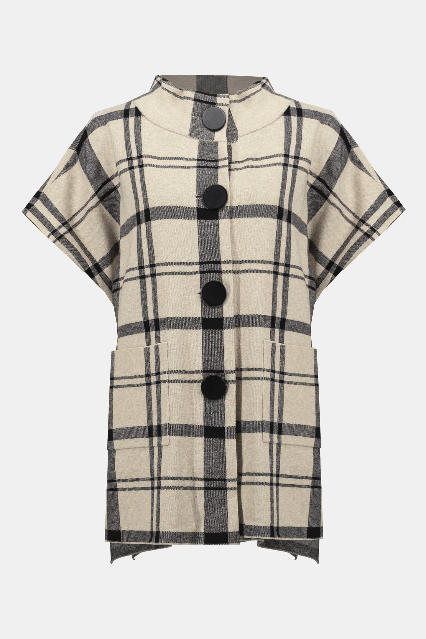 Jacquard Sweater Knit Plaid Poncho
253903