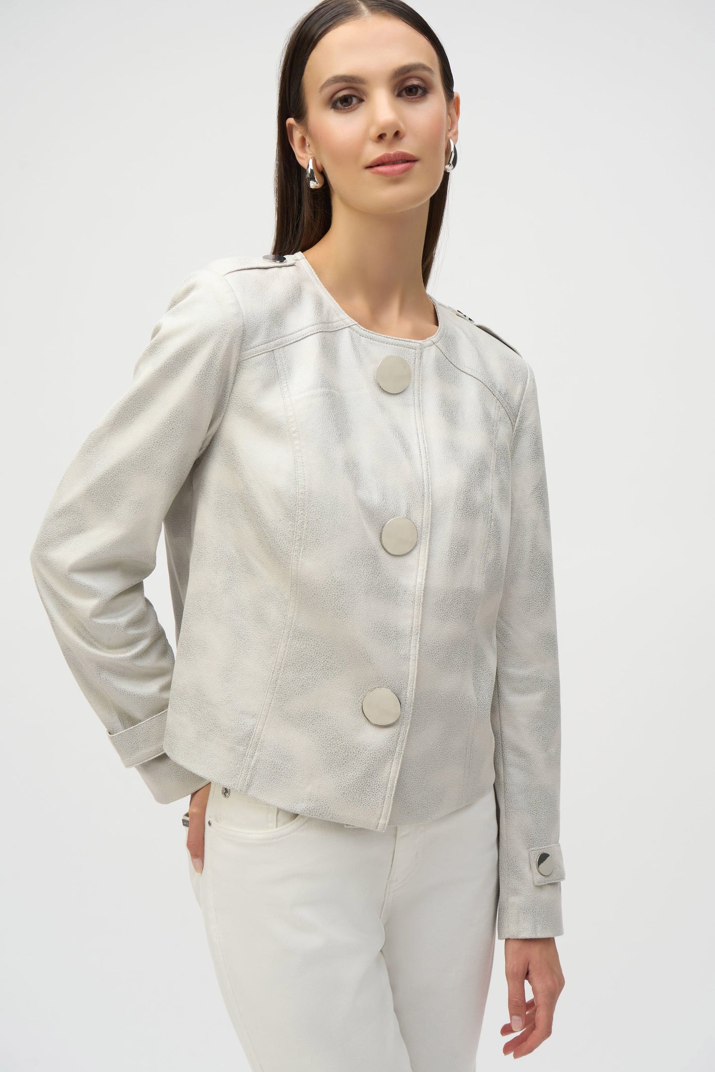 252918 Joseph Ribkoff moonstone faux jacket