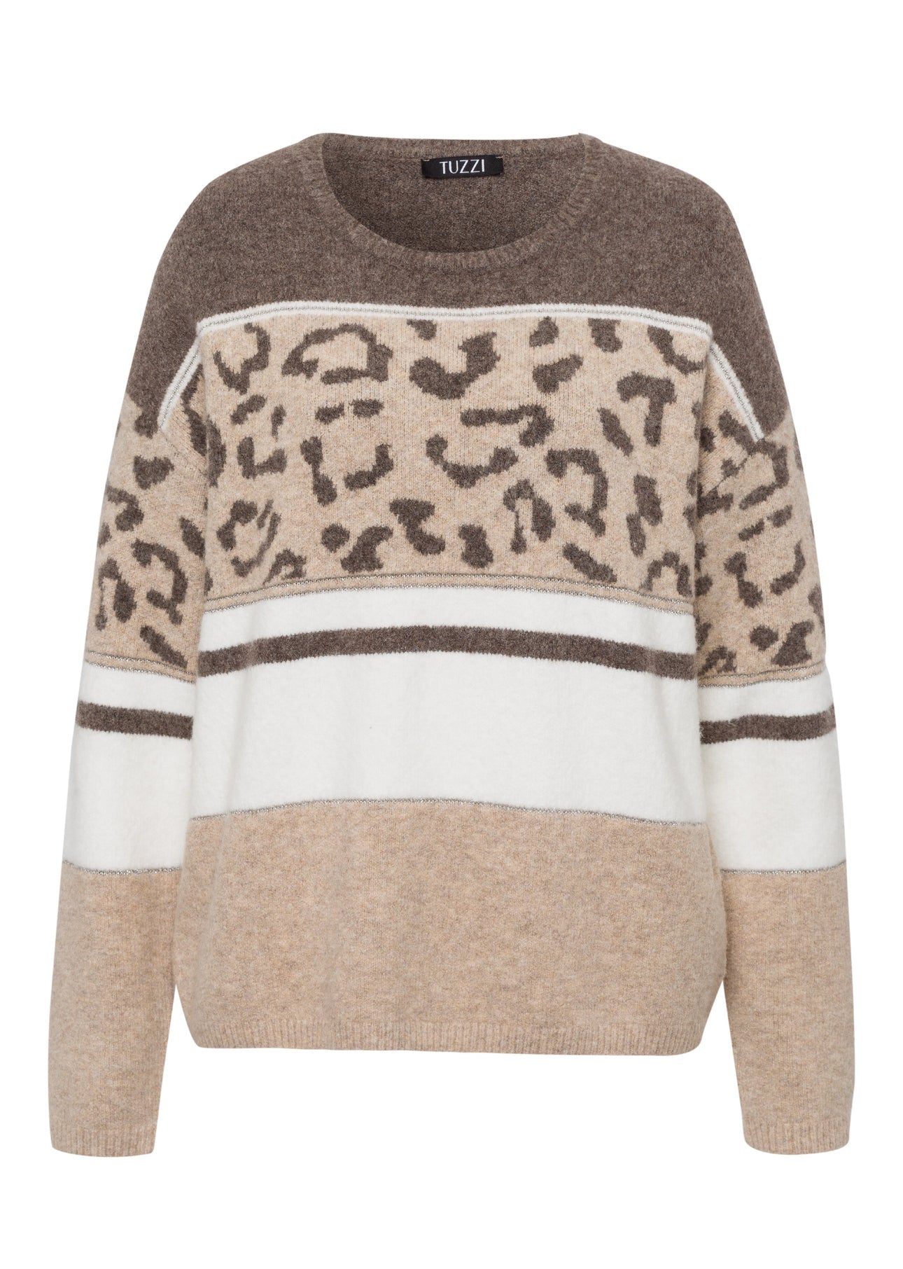 Animal Print & Stripe Knit Sweater