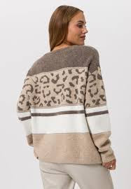 Animal Print & Stripe Knit Sweater