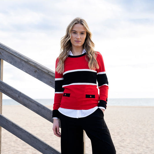 7996 marble red/navy sweater