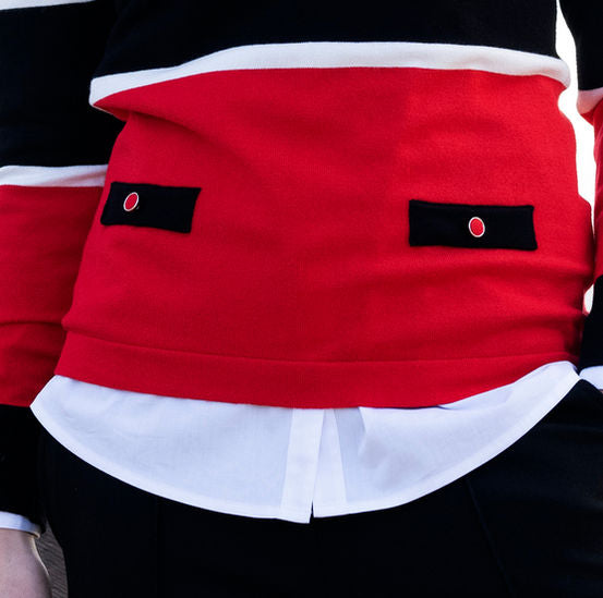 7996 marble red/navy sweater