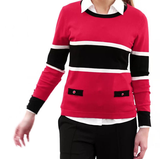 7996 marble red/navy sweater