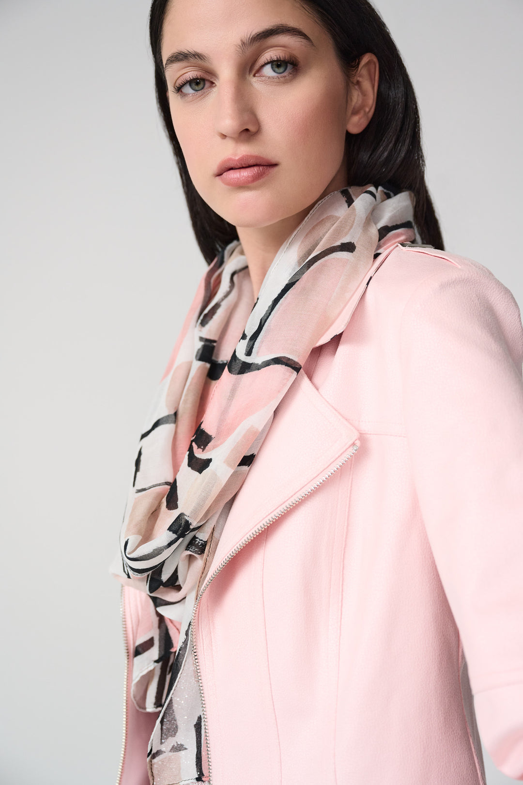 Joseph Ribkoff Pink Fitted Jacket with Decorative Buckles Style 261910