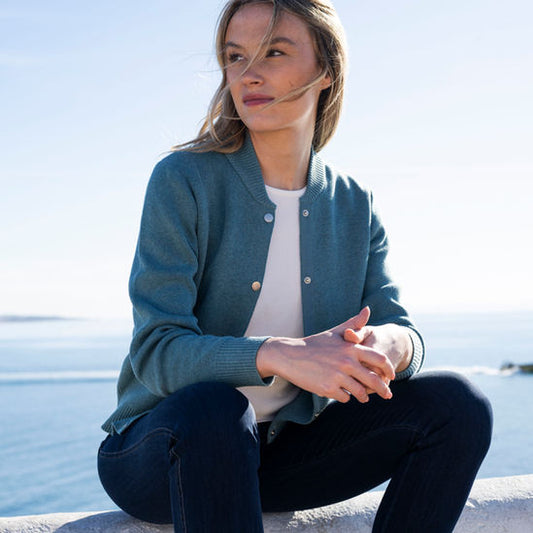 Marble Teal Button-Up Cardigan 7997