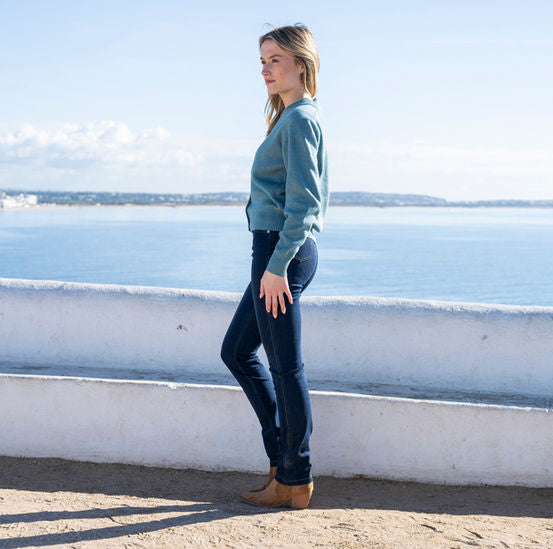 Marble Teal Button-Up Cardigan 7997