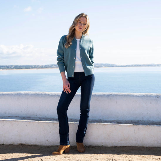 Marble Teal Button-Up Cardigan 7997