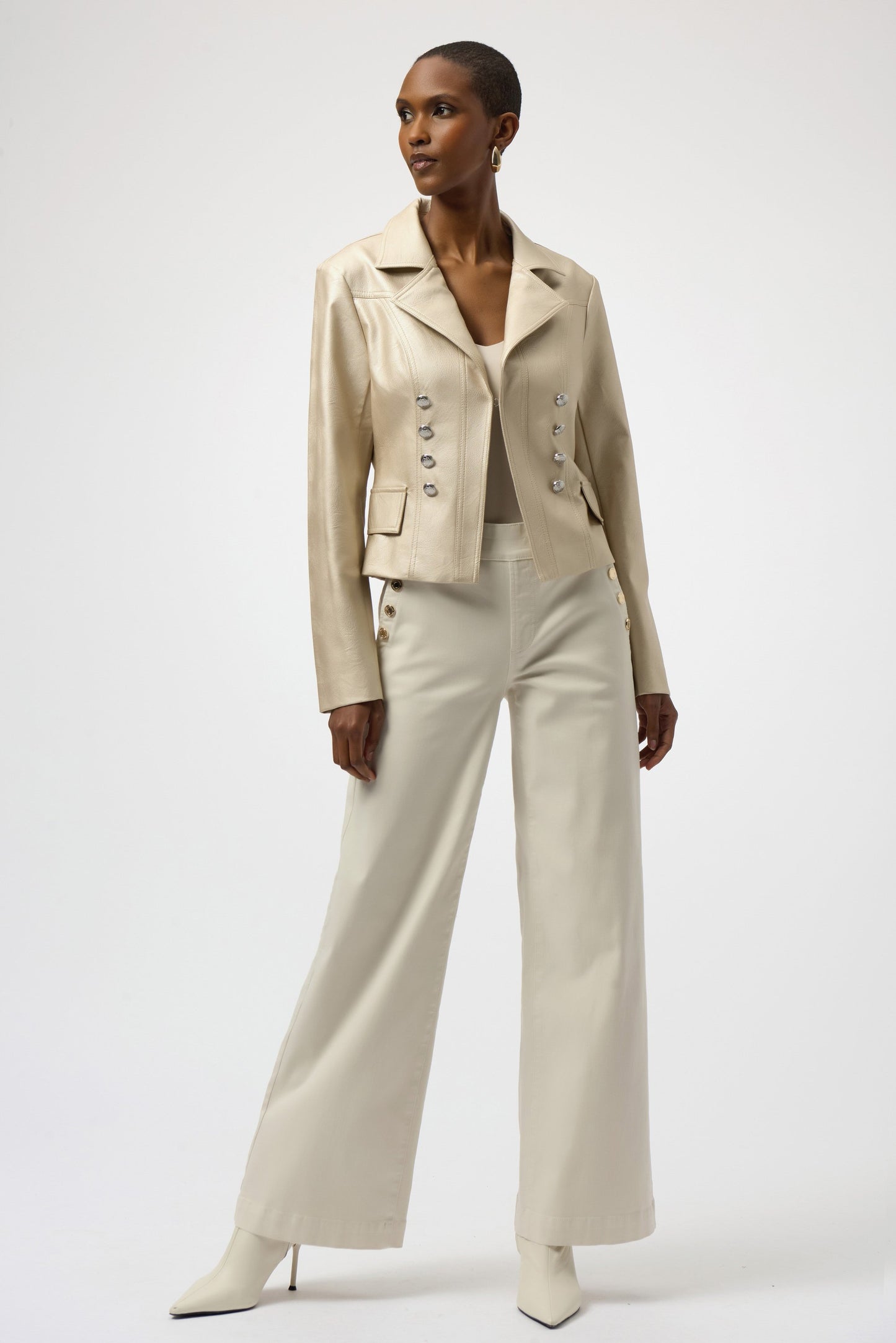 Leatherette Notched Collar Fitted Jacket
254925