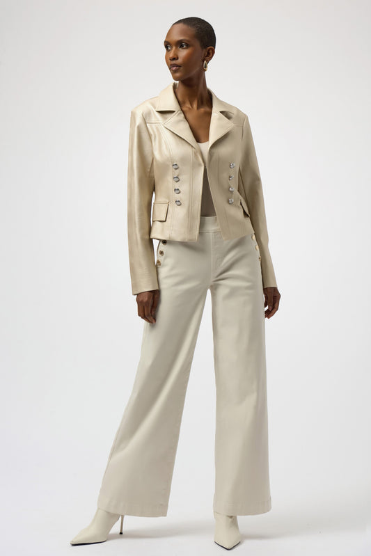 Leatherette Notched Collar Fitted Jacket
254925