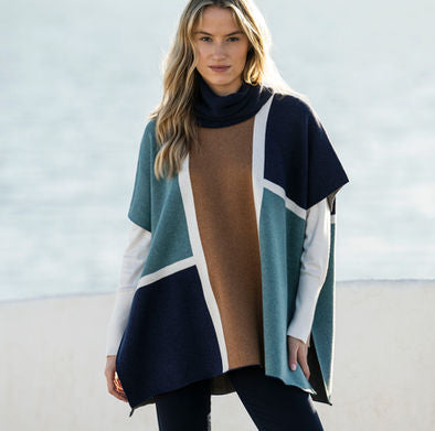 Marble 8112 Colour 223 – Geometric Block Knit Poncho