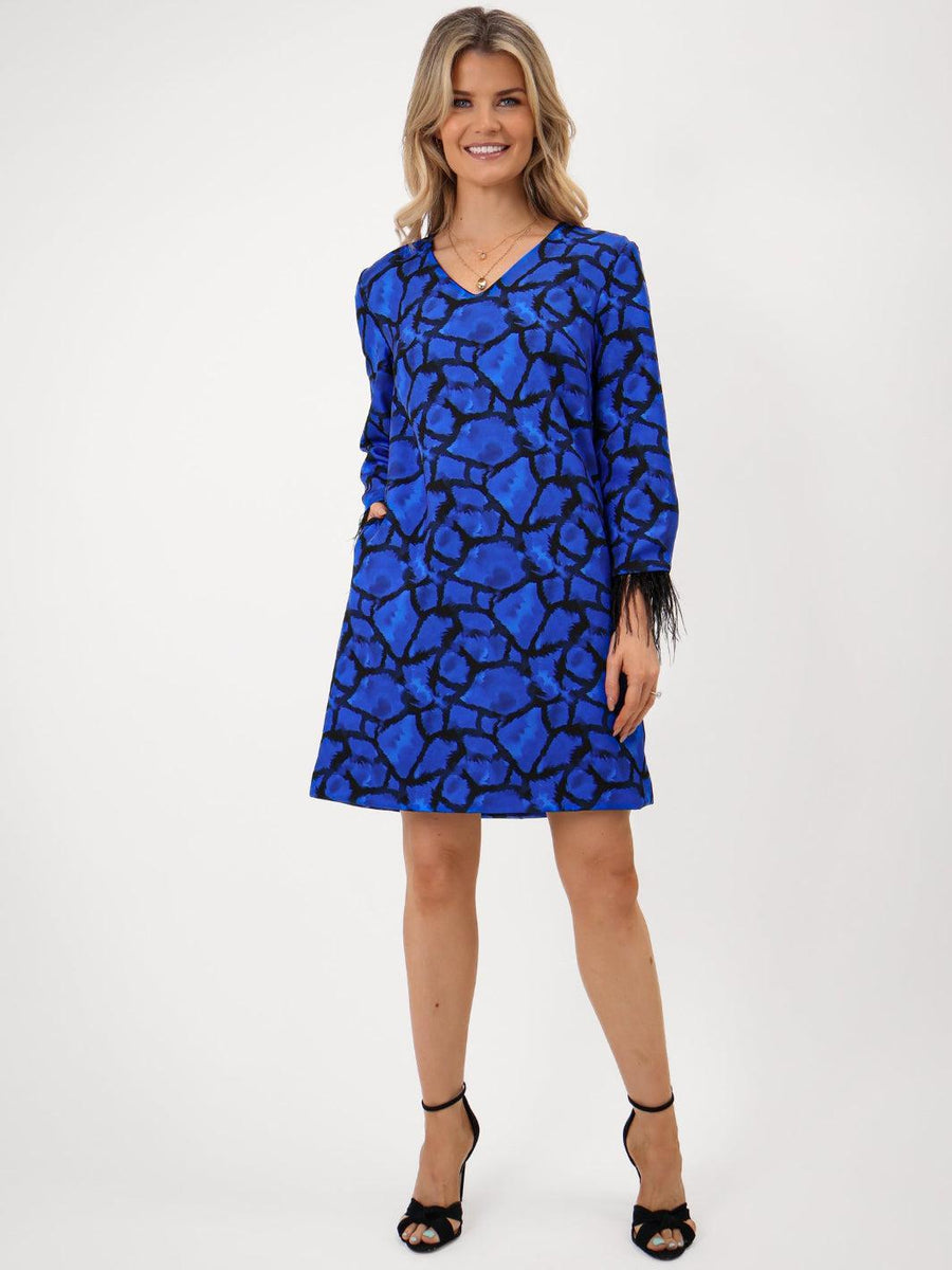 TAYLOR MINI SHIFT DRESS IN BLUE PRINT