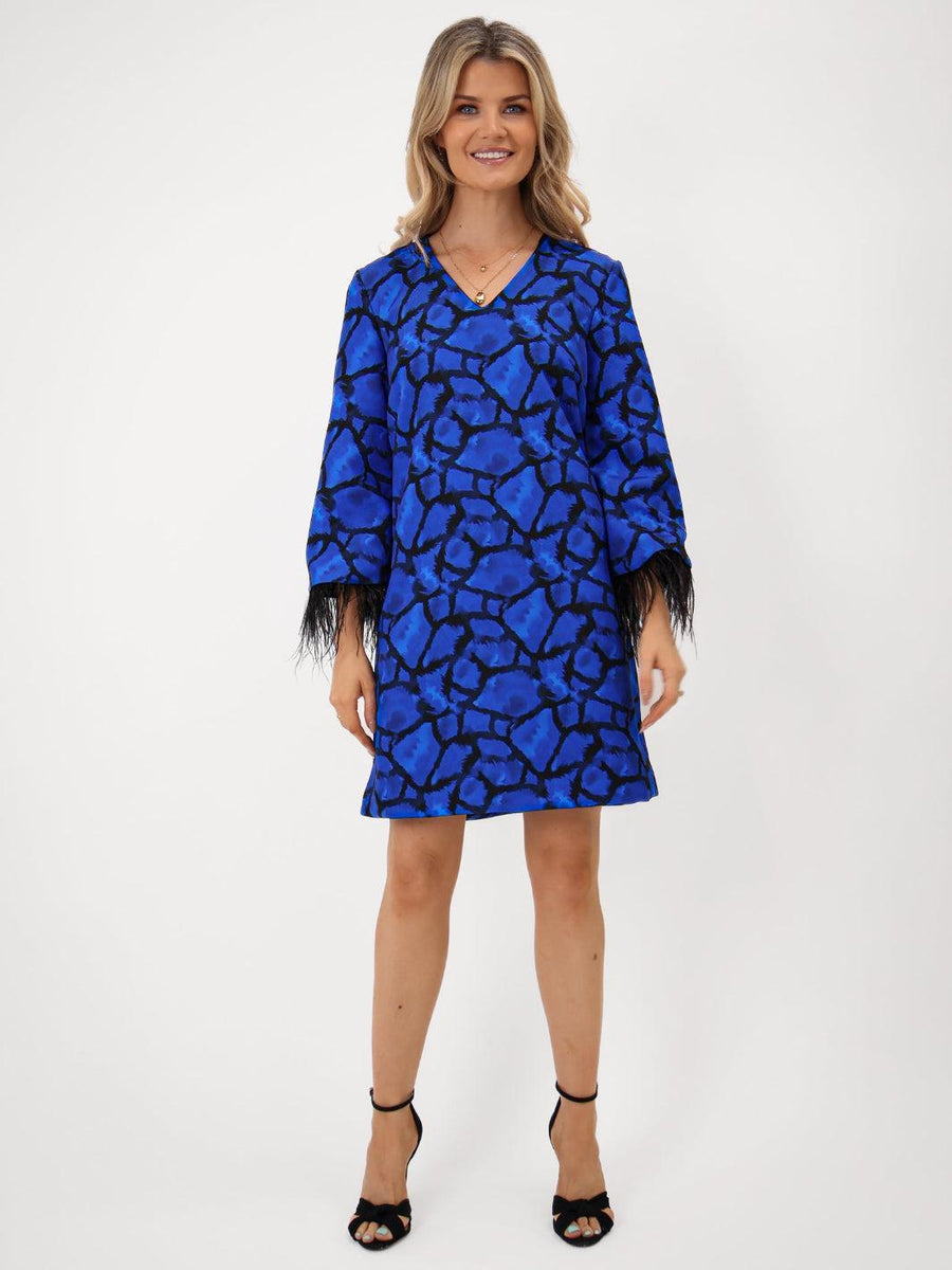 TAYLOR MINI SHIFT DRESS IN BLUE PRINT