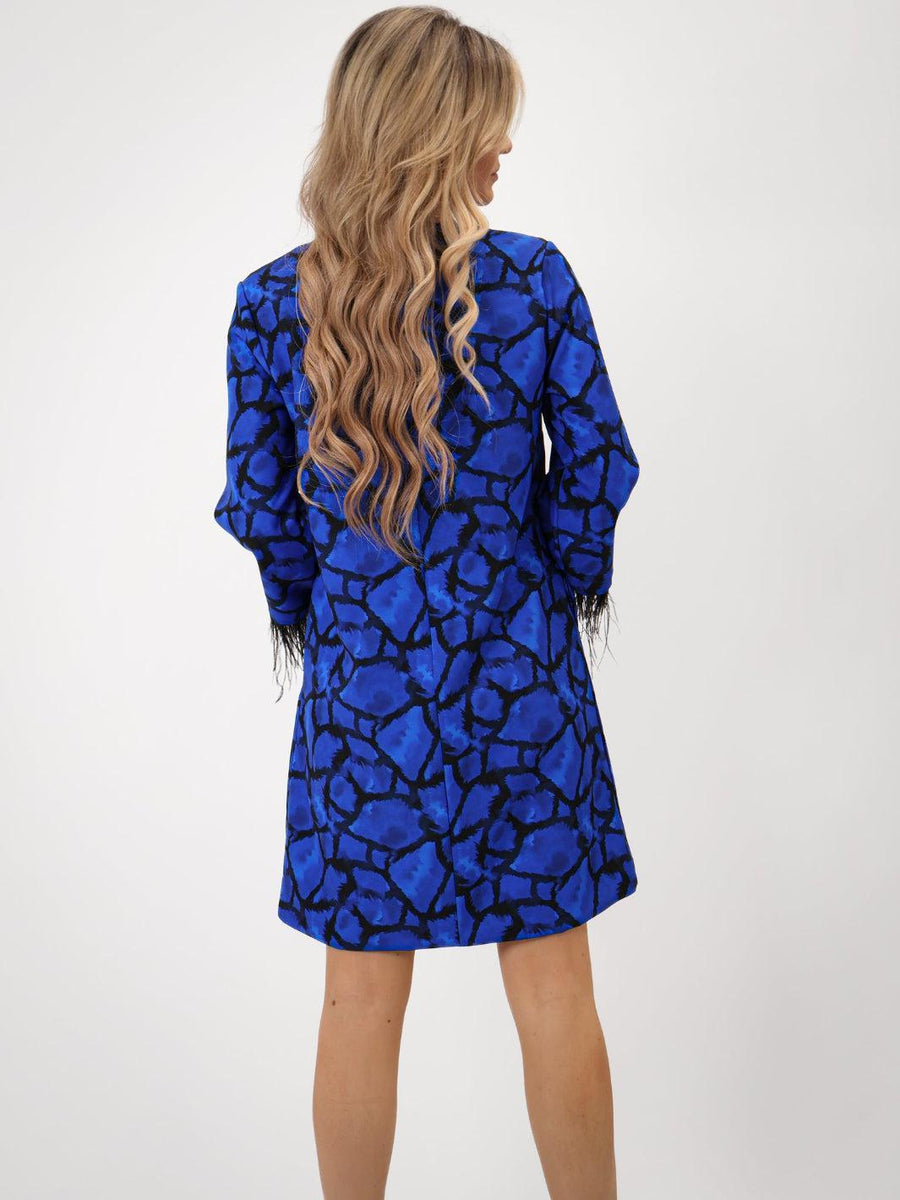 TAYLOR MINI SHIFT DRESS IN BLUE PRINT