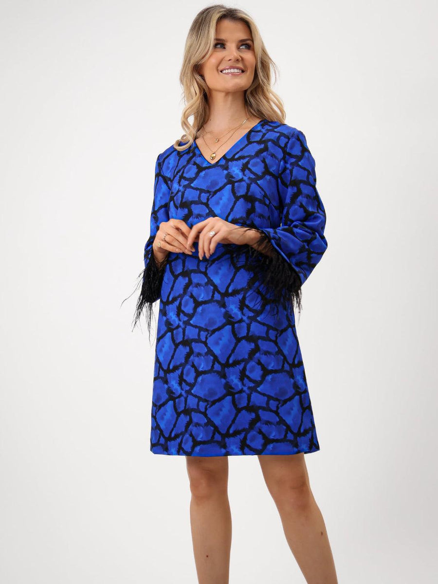 TAYLOR MINI SHIFT DRESS IN BLUE PRINT
