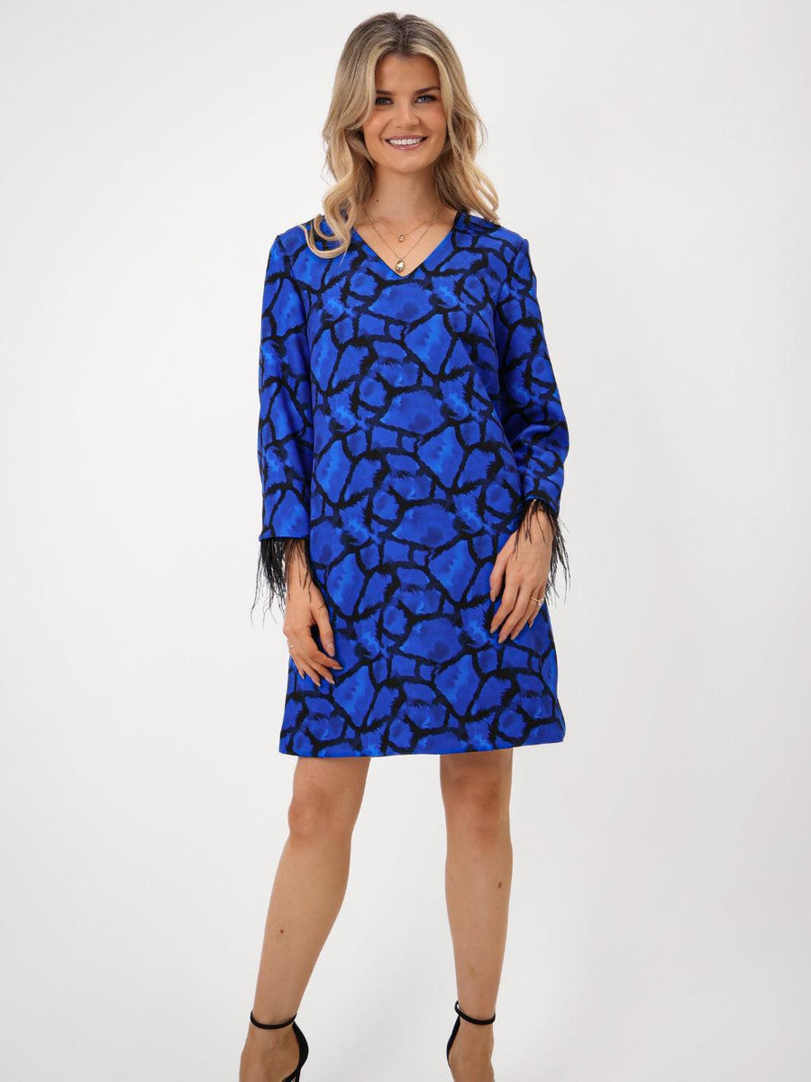 TAYLOR MINI SHIFT DRESS IN BLUE PRINT