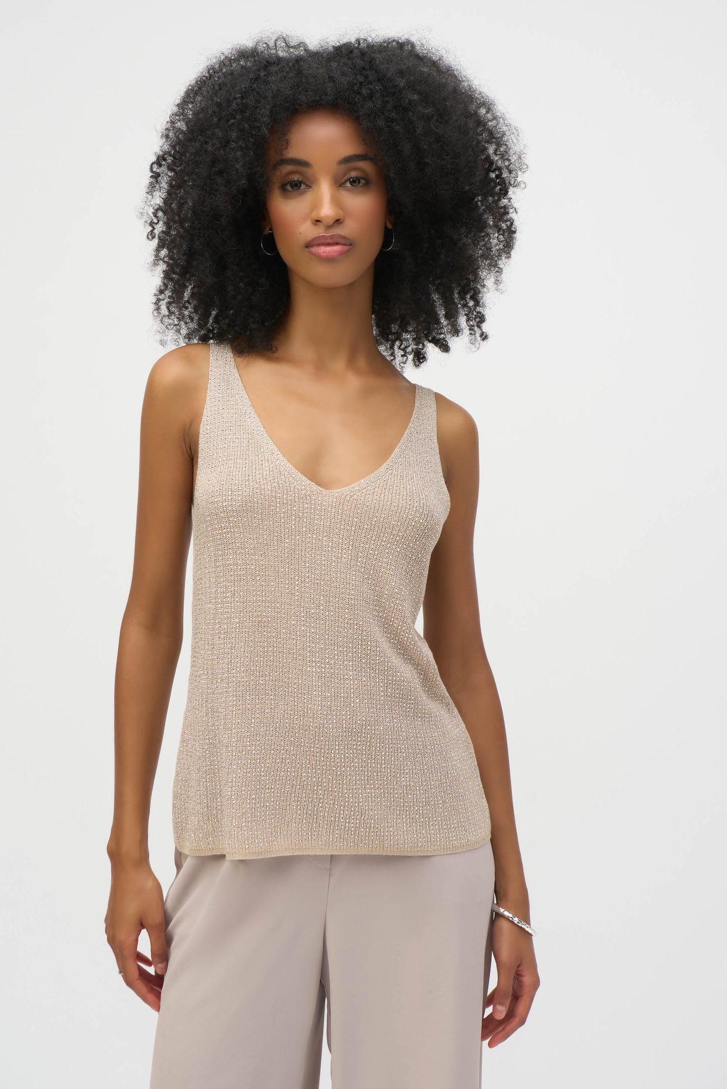 Joseph ribkoff metallic knitted camisole with gemstones 252915