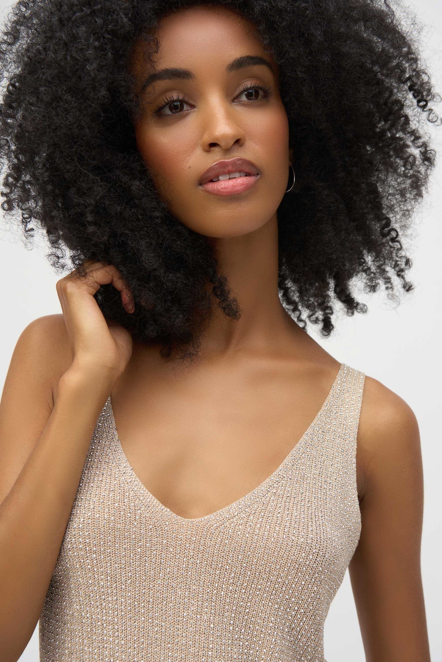 Joseph ribkoff metallic knitted camisole with gemstones 252915