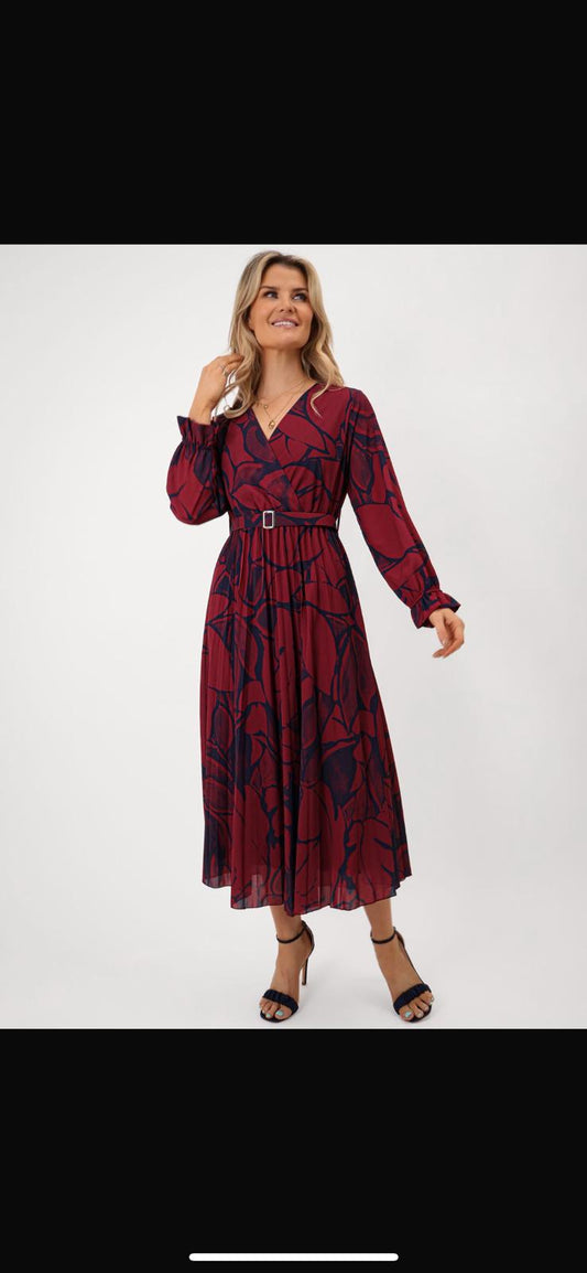 Positano dress burgundy and navy midi dress
