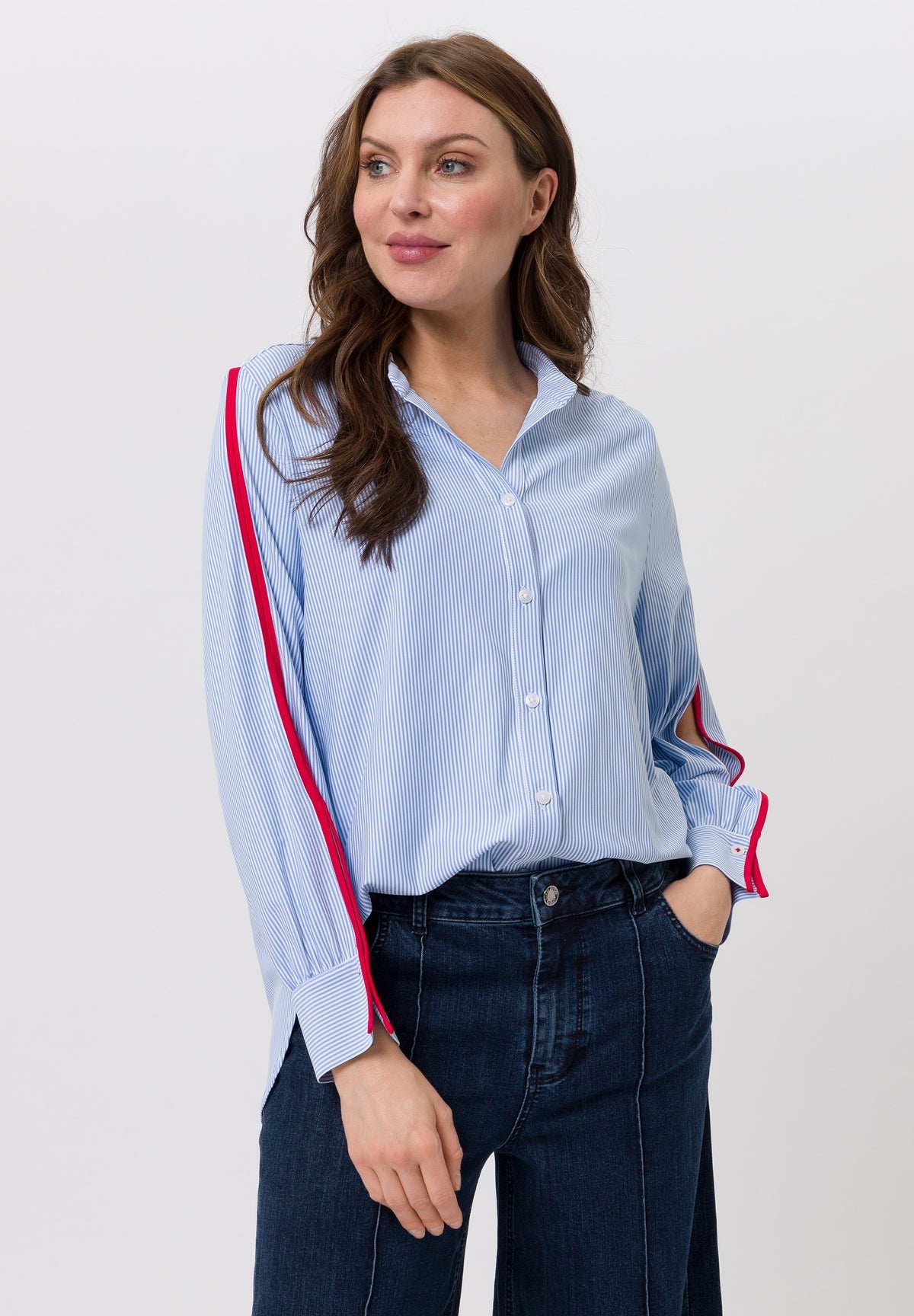 Tuzzi White and Light Blue Striped Shirt