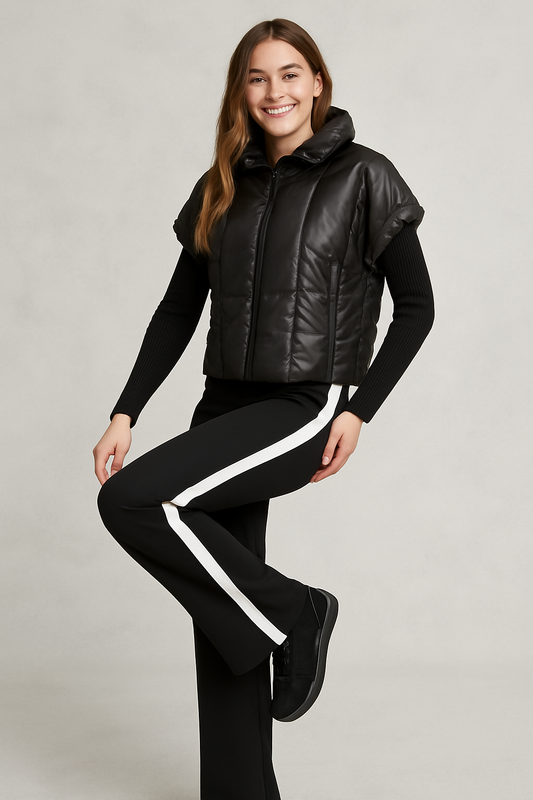 Tuzzi Black Padded Jacket with Knit Sleeves