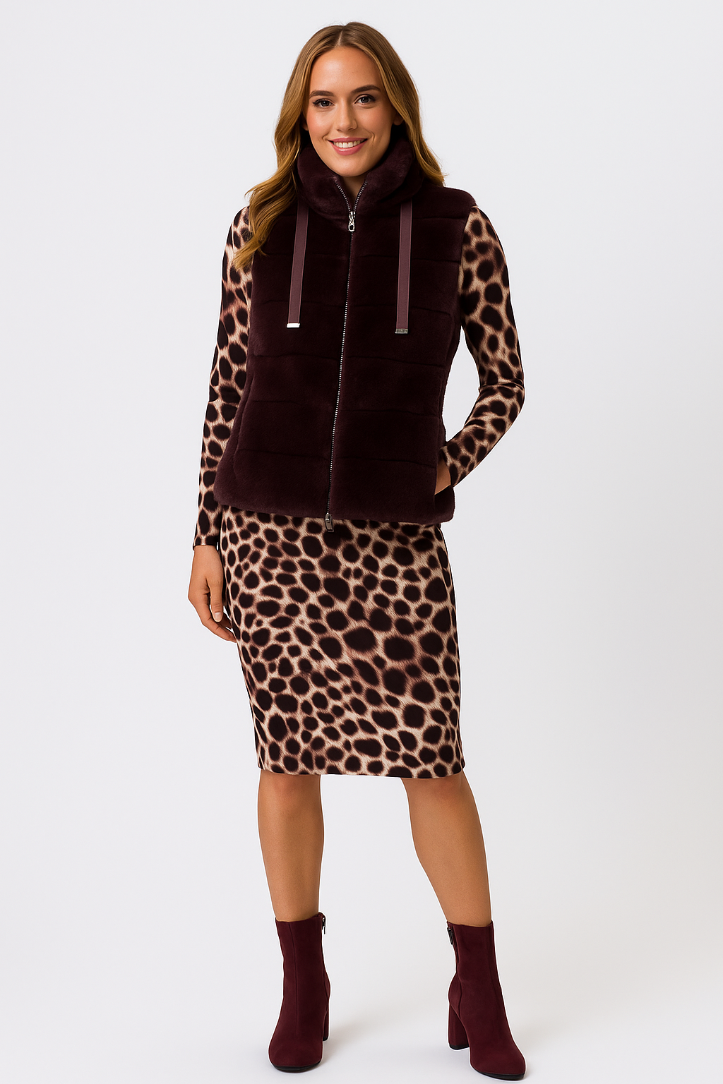 Tuzzi blackberry faux fur gilet