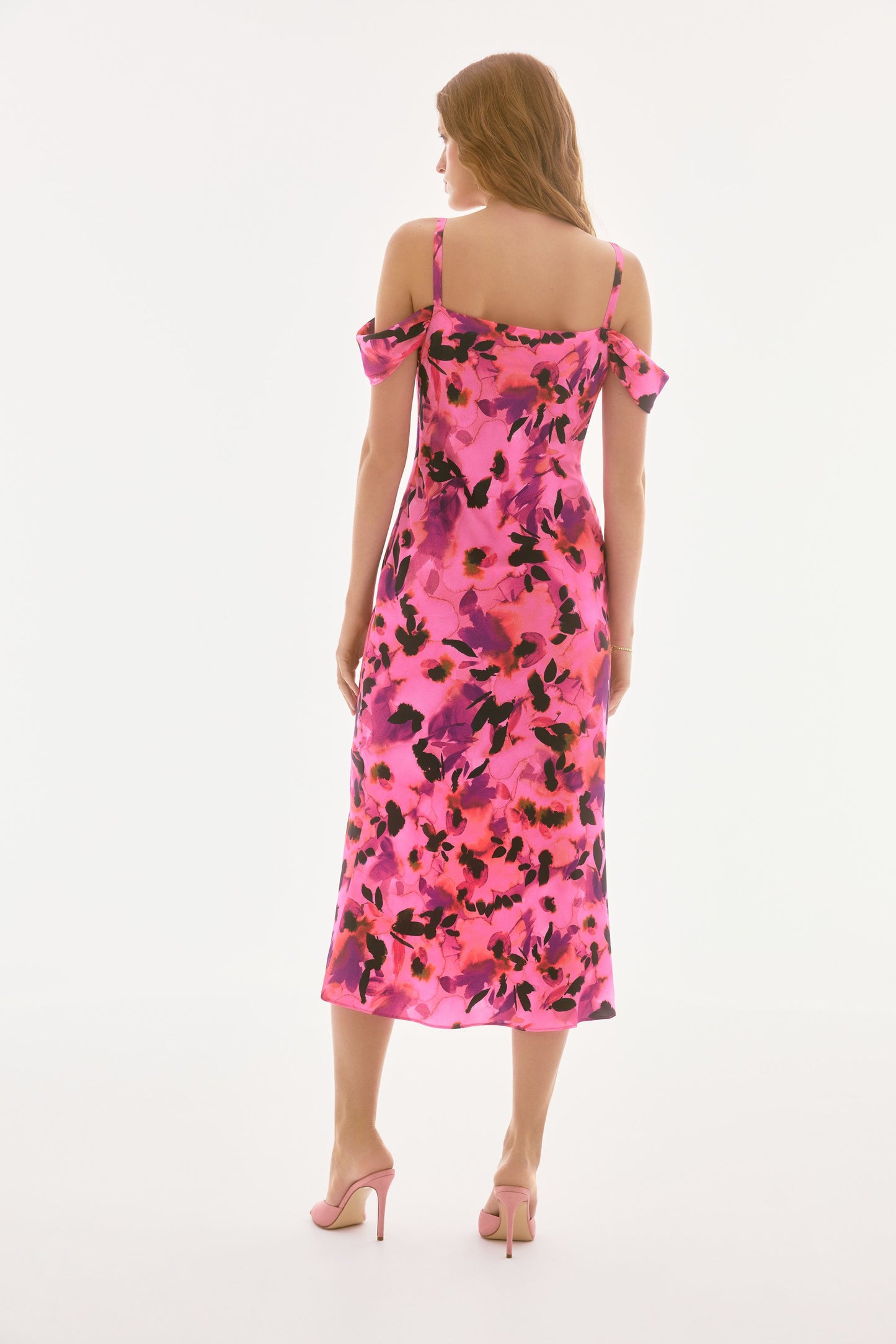 251737 signature satin floral sheath dress