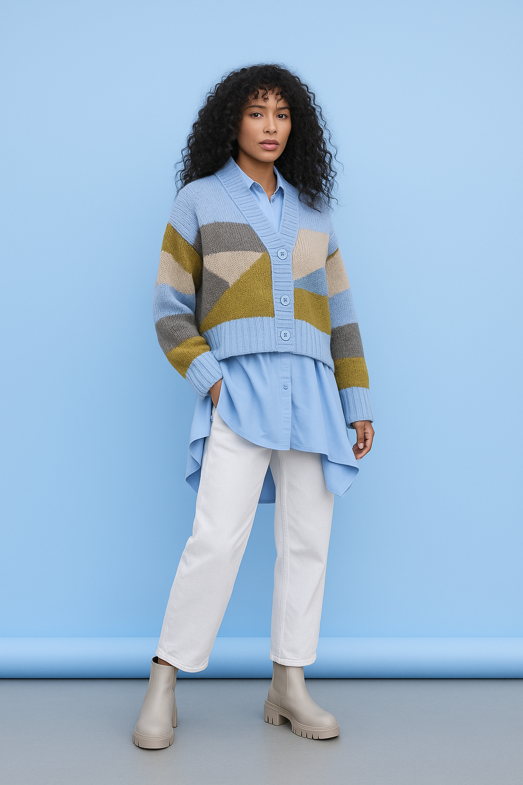 Noen Colour Block Knit Cardigan