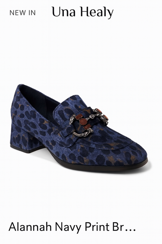 Una Healy Alannah Navy Print Block Heel Loafer