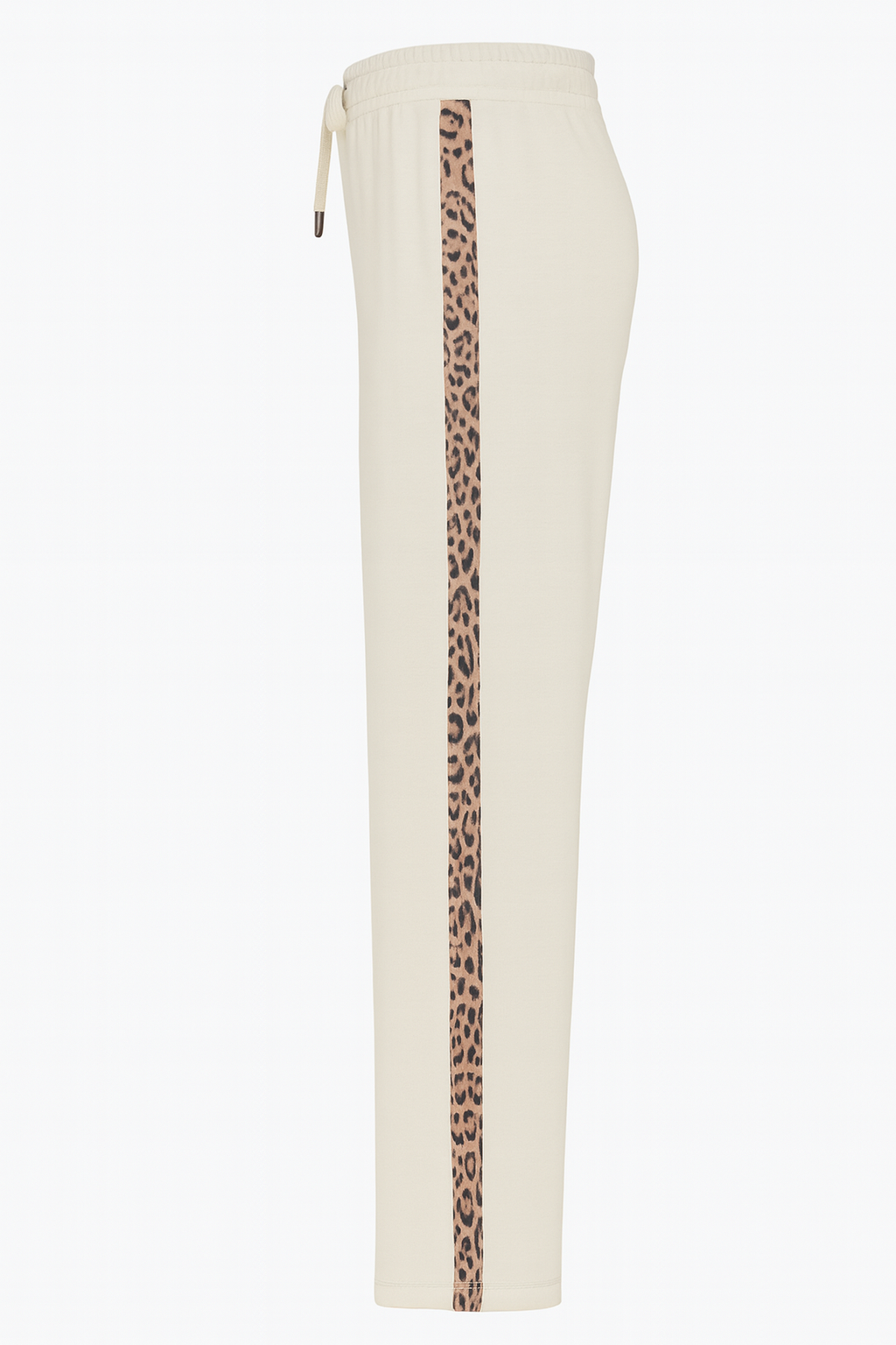 White/ivory Jogger-Style Trousers with Animal Print Trim