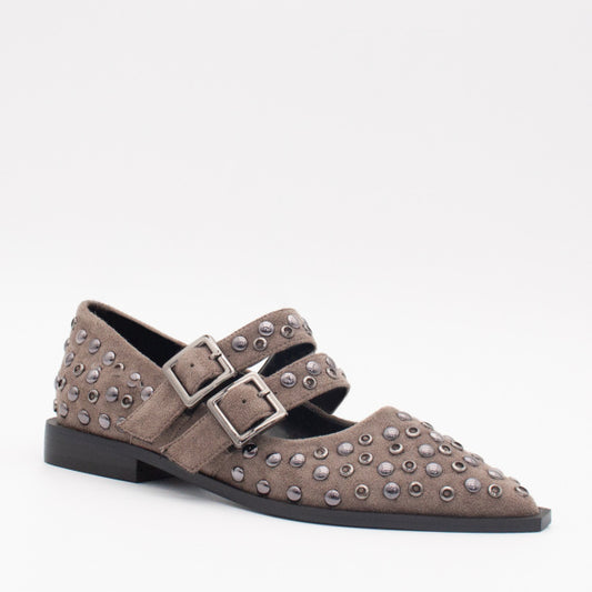 Una Healy cordoba bullet/Una Healy Taupe Studded Buckle Flats
