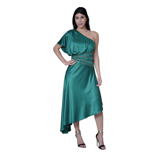 Midi satin evening dress