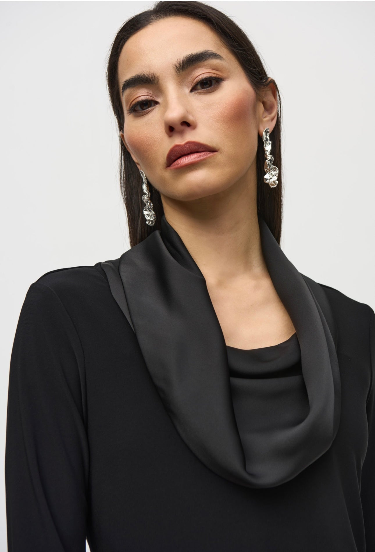 Silky knit and satin fitted top