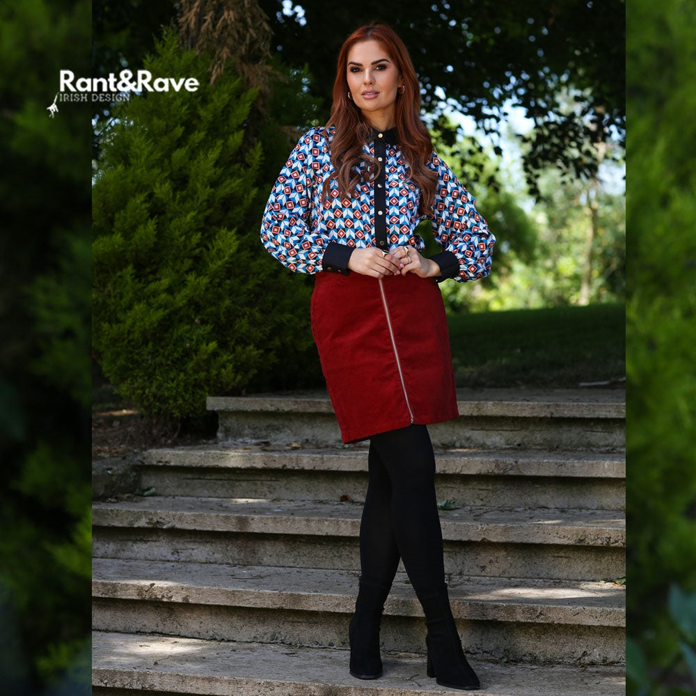 Kelila  rust cord skirt