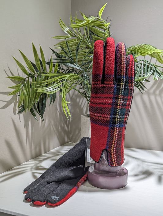 Tartan red glove