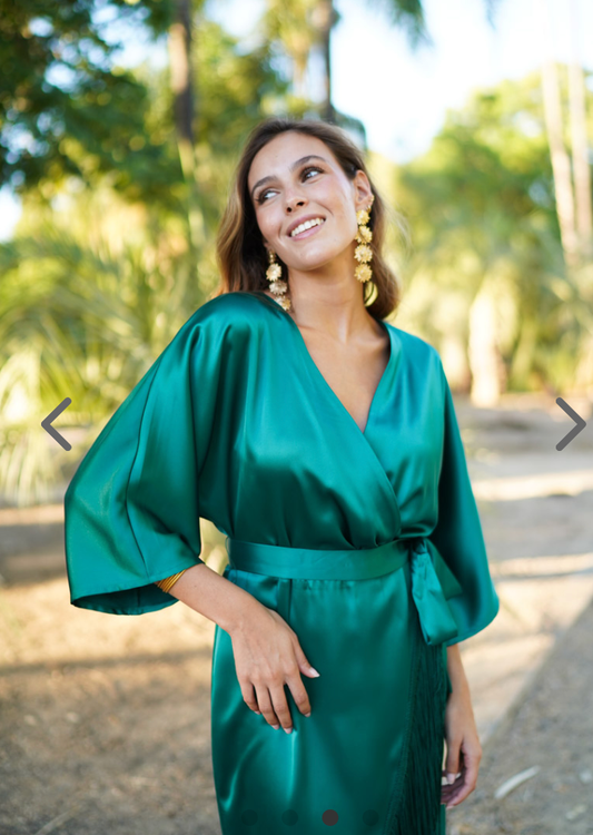Emily green satin wrap 14/16
