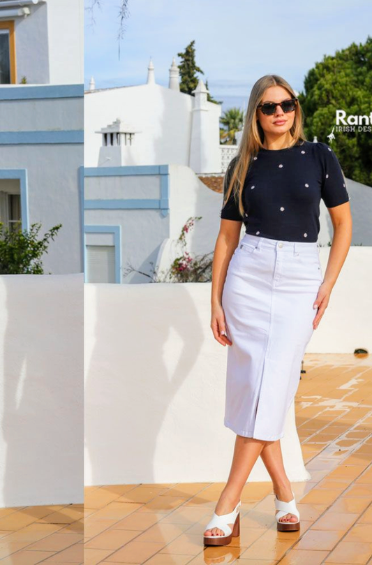 Ragan white denim skirt