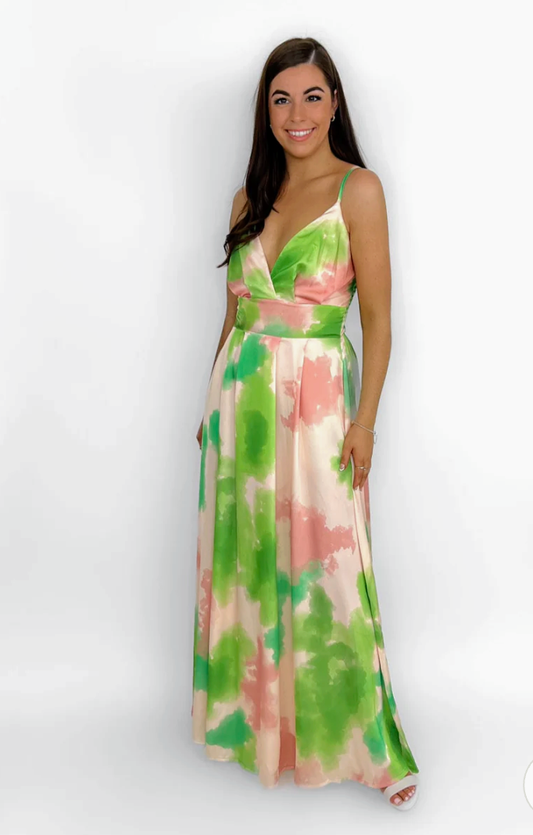 Lola green print maxi