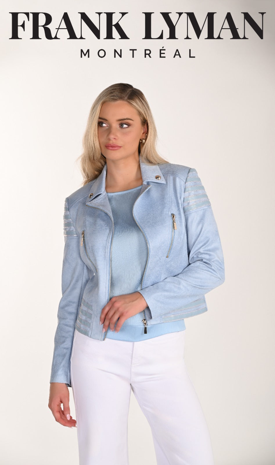 Frank Lyman Zip Front Jacket – Style 266592 soft blue