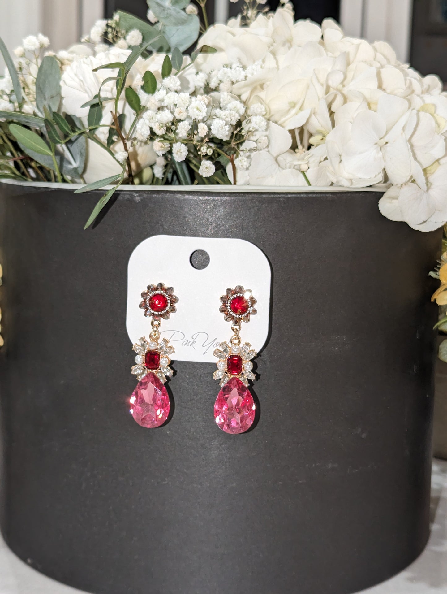 Large pink fashion earrings