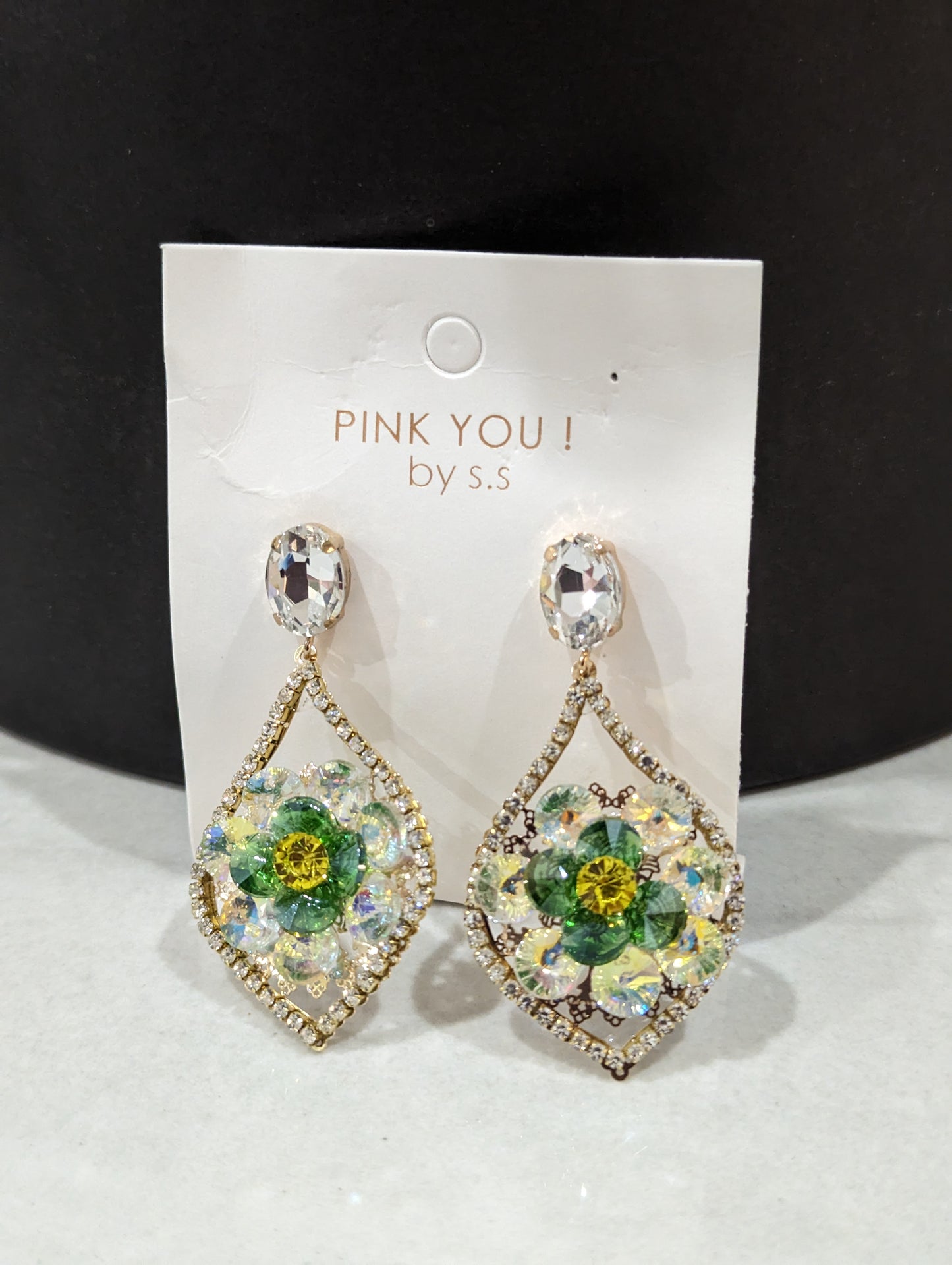 Large lime/green gold earrings