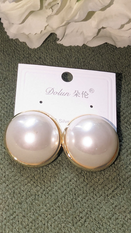 Large round pearl earrings