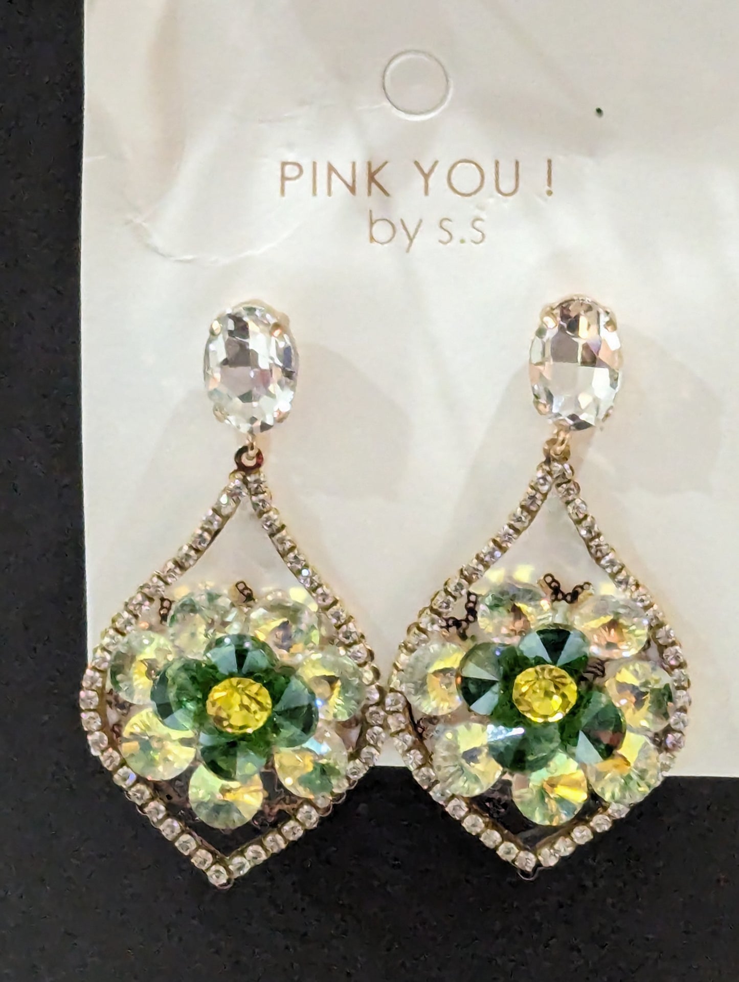 Large lime/green gold earrings