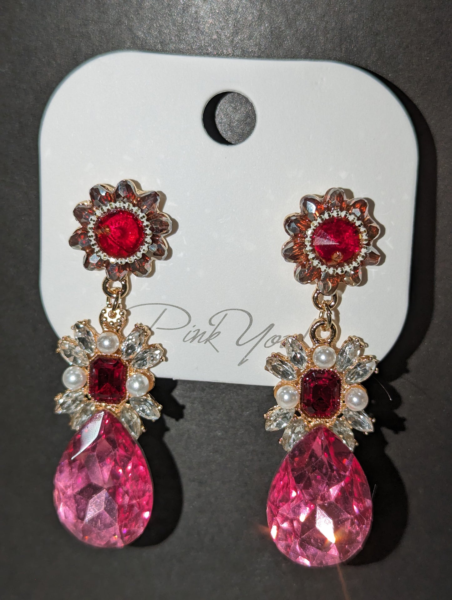 Large pink fashion earrings