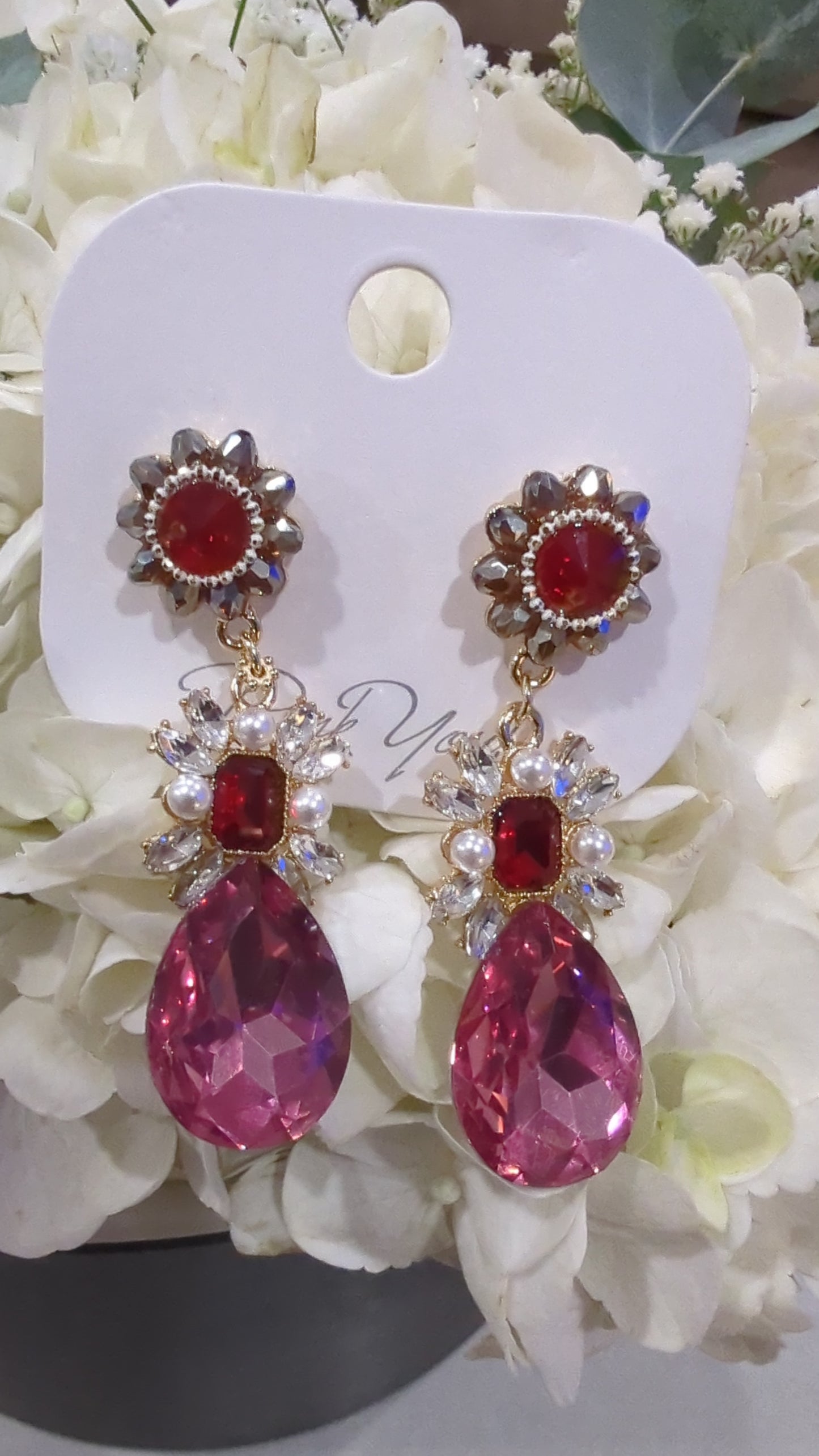 Large pink fashion earrings