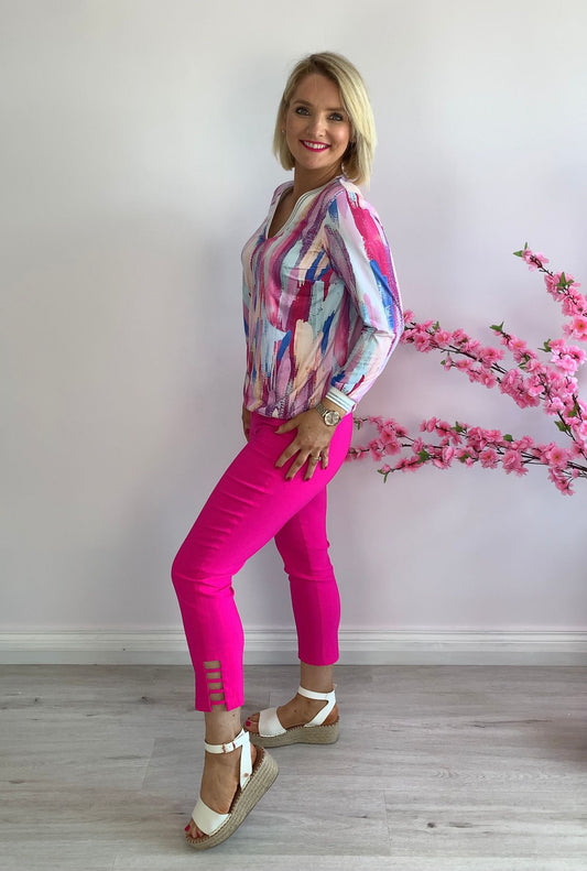 Robell pink lattice trousers