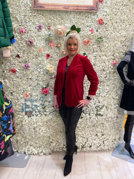 Fm red velvet jacket