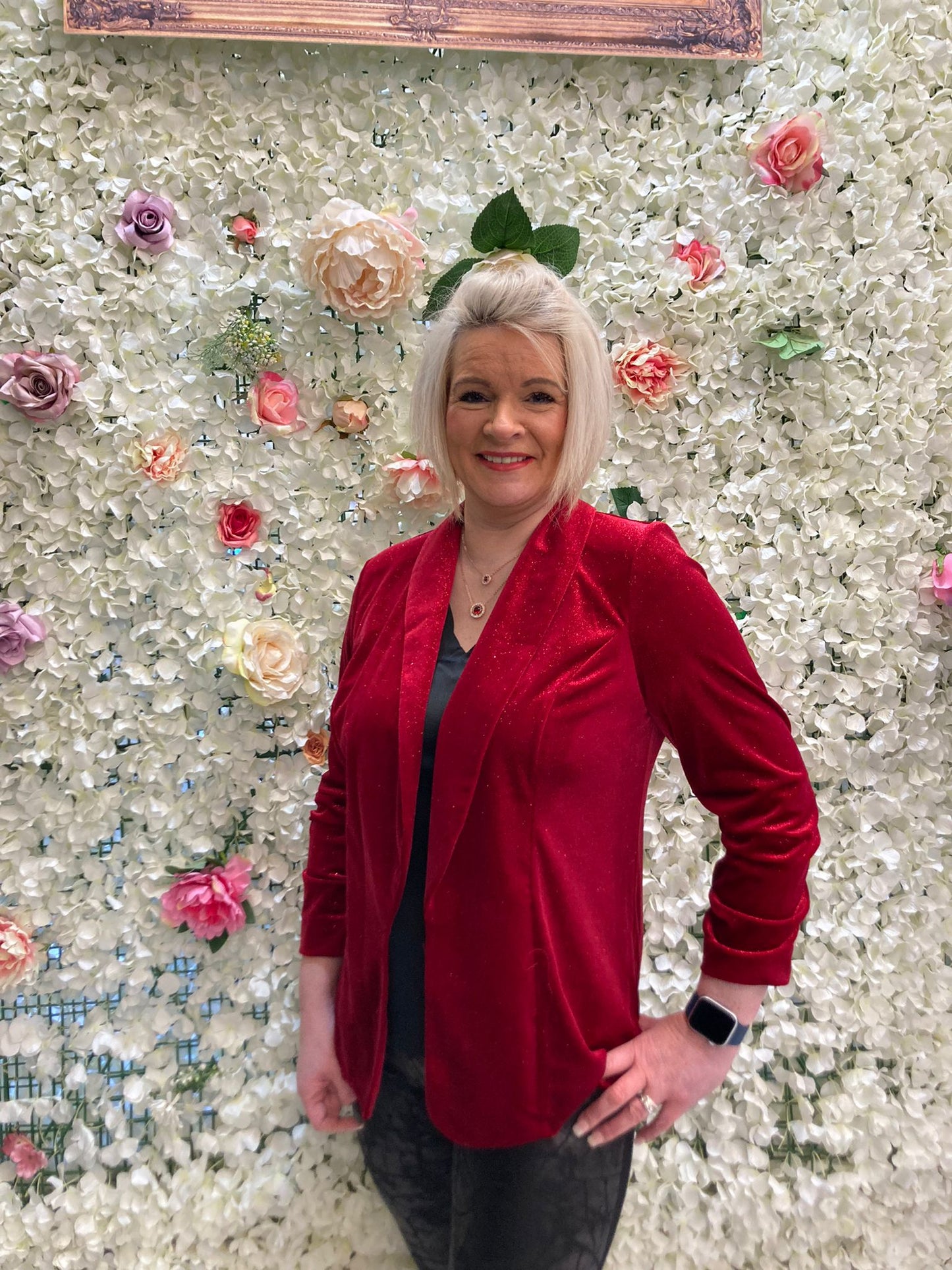 Fm red velvet jacket