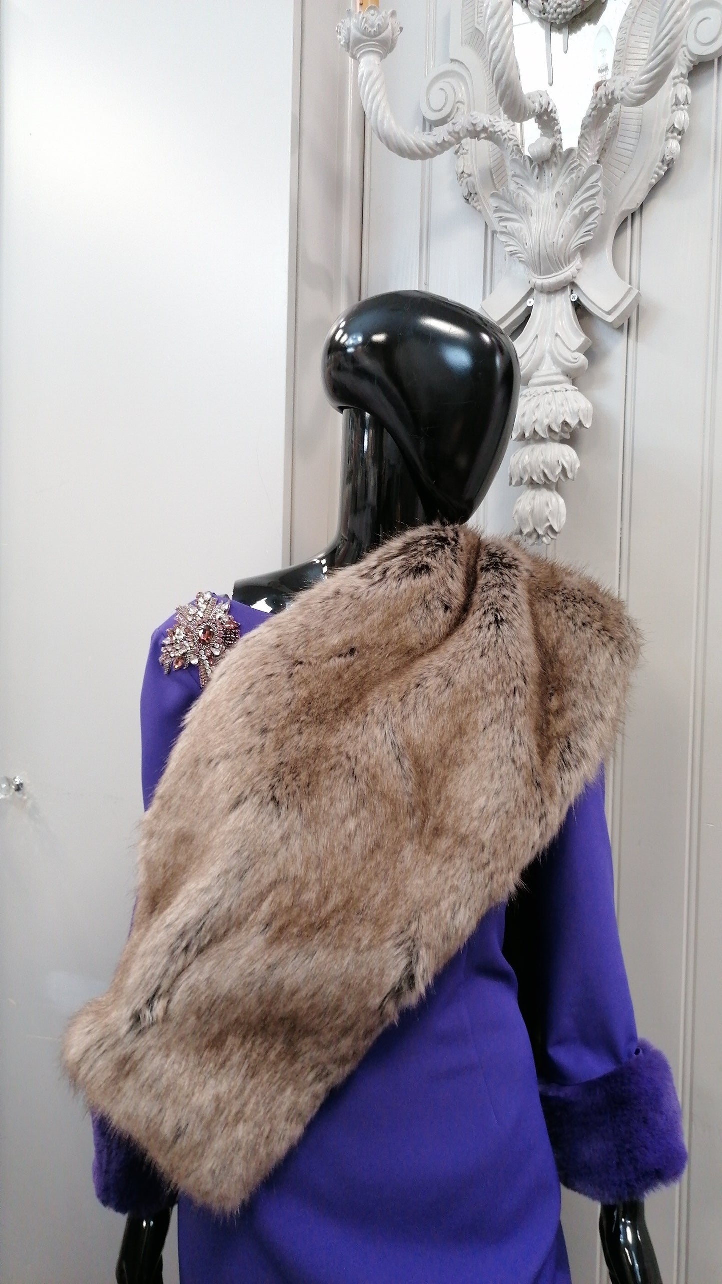 faux fur truffle pocket wrap